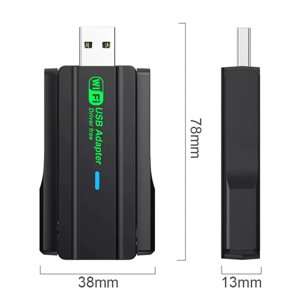 Carte réseau sans fil WiFi 5 1300M double bande 2.4G&5GHz USB 3.0 adaptateur WiFi haute vitesse sans pilote pour ordinateur de bureau portable