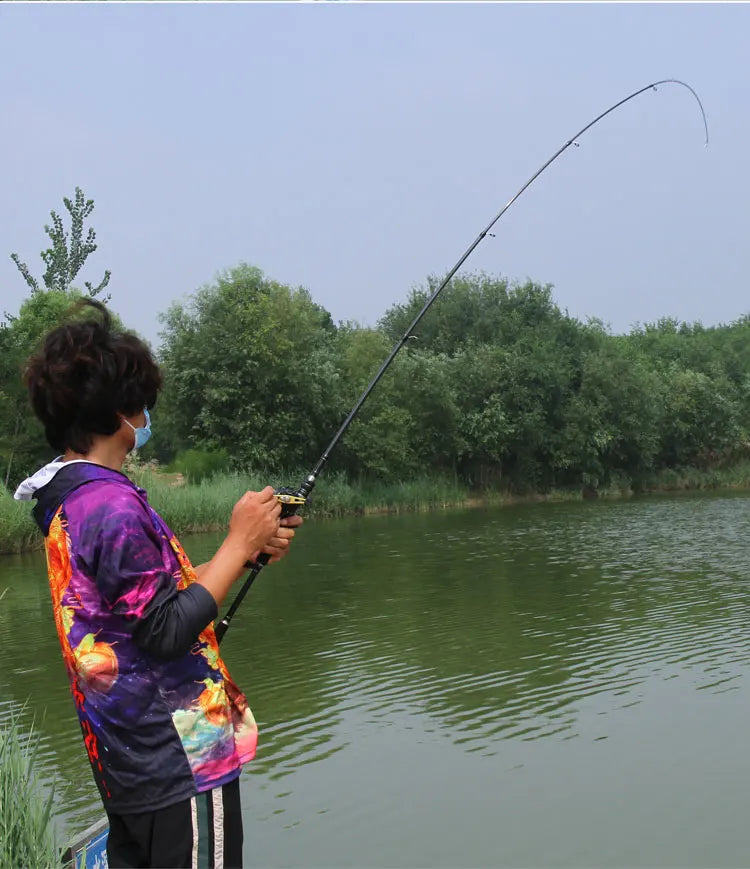 1.8M 2.1M 2.4M 2.7M 3.0M canne à pêche télescopique Portable en Fiber de carbone filature/coulée canne à poisson matériel