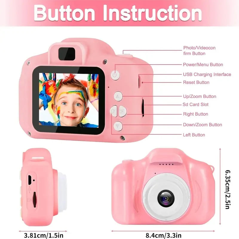 Super mignon enfants caméra enfants jouet éducatif enfants bébé anniversaire appareil photo numérique 1080P caméra vidéo avec cadeau gratuit pour fille