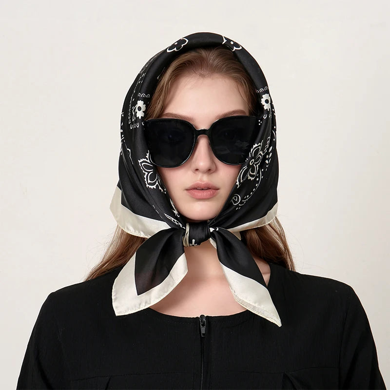 Pañuelo cuadrado tipo hiyab para mujer, estampado popular de lujo, chales cálidos de playa, envolturas, diadema para el cabello