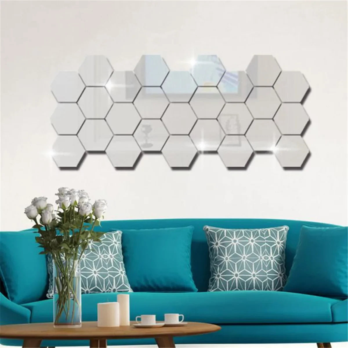 Autocollants muraux en miroir hexagonaux 6/12 pièces, autocollants en miroir acrylique 3D DIY, autocollants adhésifs amovibles, décoration de salon, salle de bain, maison