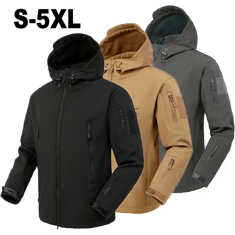 Vestes polaires SoftShell pour hommes, manteau coupe-vent à capuche, pêche, randonnée, Camping, escalade, ski, pantalons chauds, automne et hiver