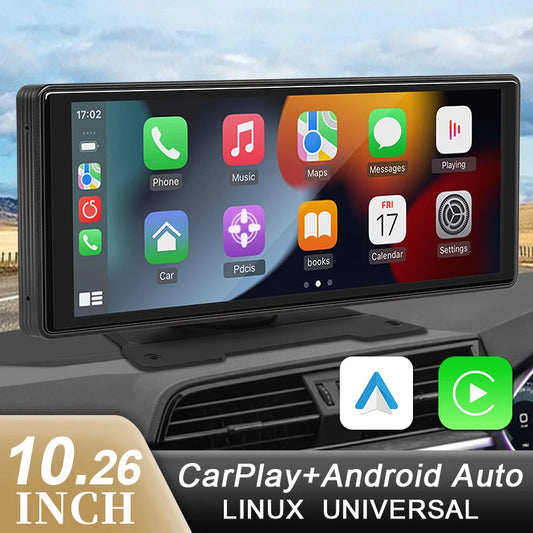 10.26" Mirror Car Multimedia Radio Video Player Universal Wireless Carplay Android Auto Screen with Bluetooth AUX USB
