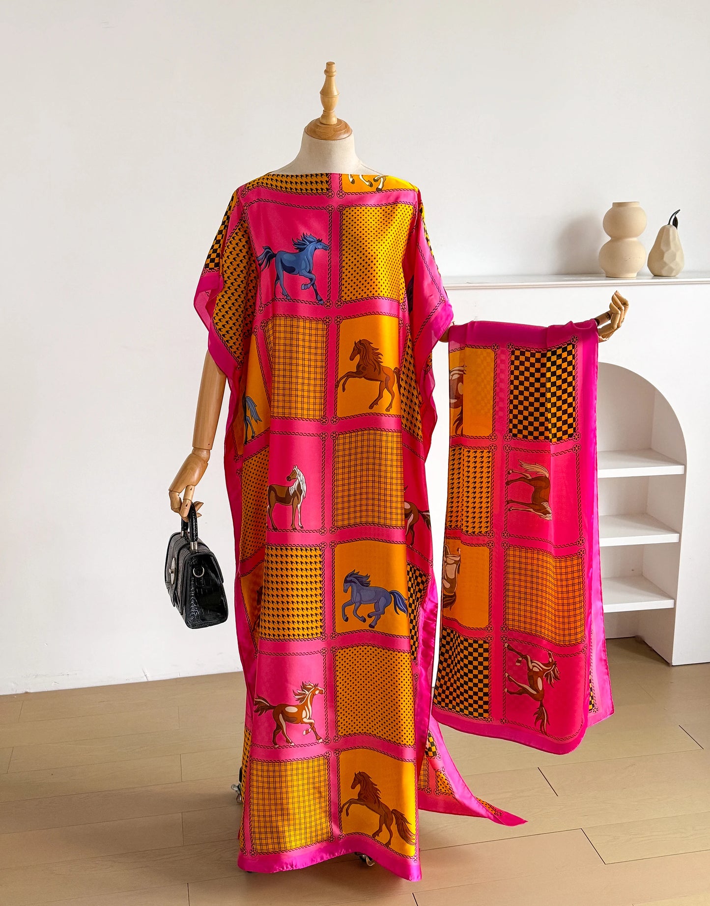 Robe Kaftan Élégante en Soie Imprimée pour Femme Musulmane, Nouvelle Mode Africaine Longue Abaya Koweïtienne Oversize pour l'Été 2026
