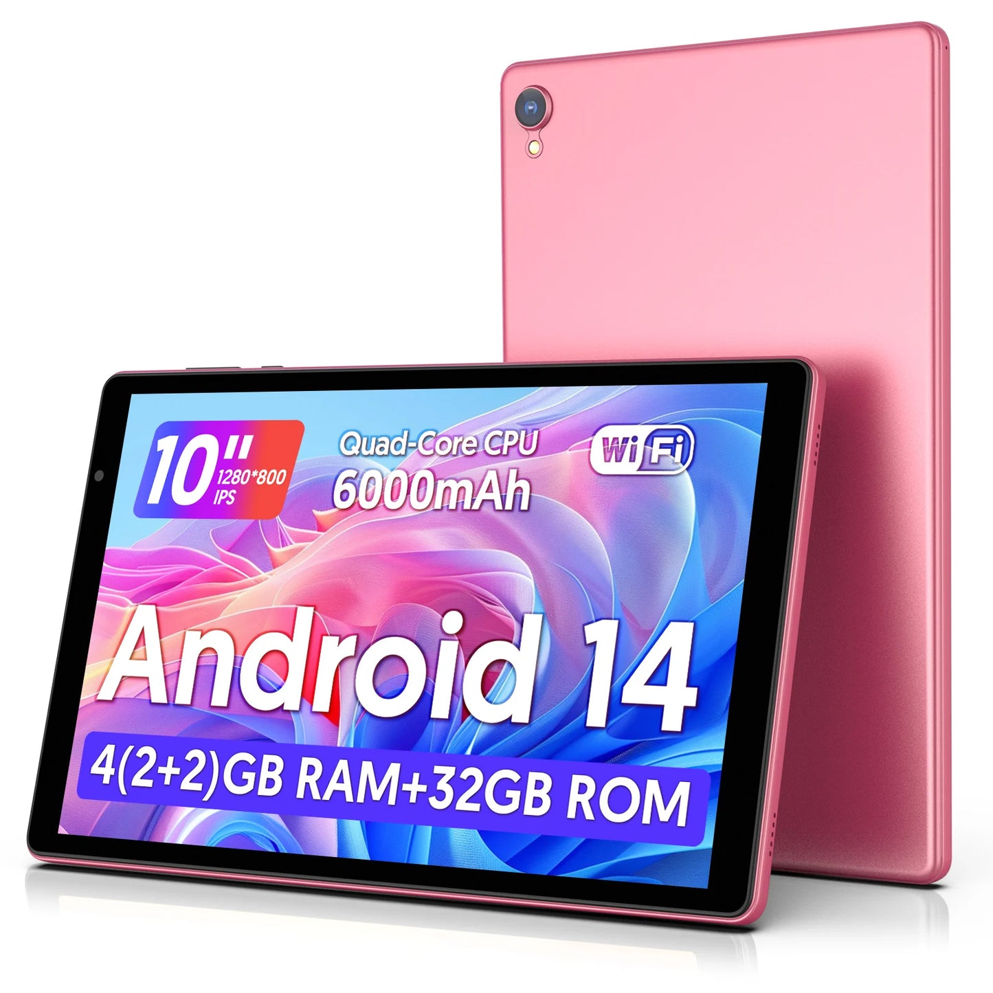 Latest Android 14 Tablet, 10-inch Tablet, Quad-core Processor, 5G WiFi, 4GB ROM + 32GB RAM, 1280 x 800 Resolution, 6000mAh Battery