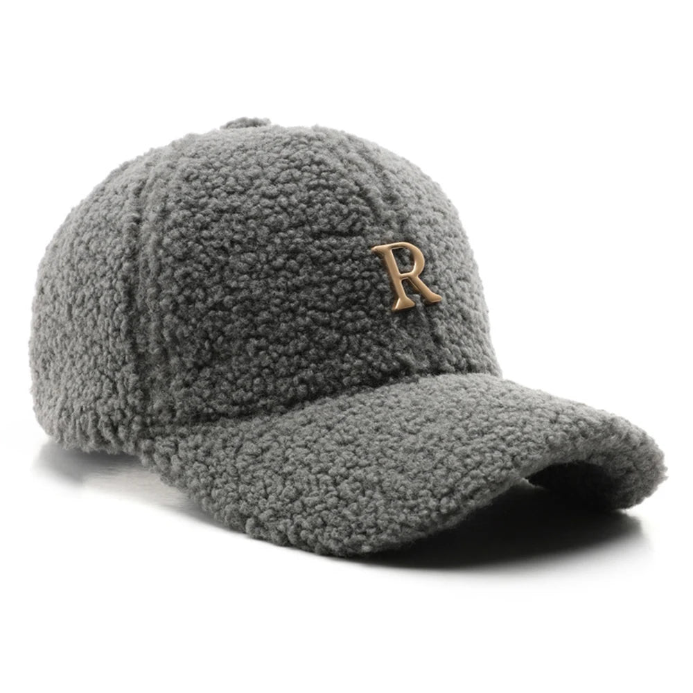FS Luxury Brand Green Lambswool Baseball Caps for Men, Designer Cap with Golden Letters for Women, Winter Warm Trucker Hat, Women's Cap