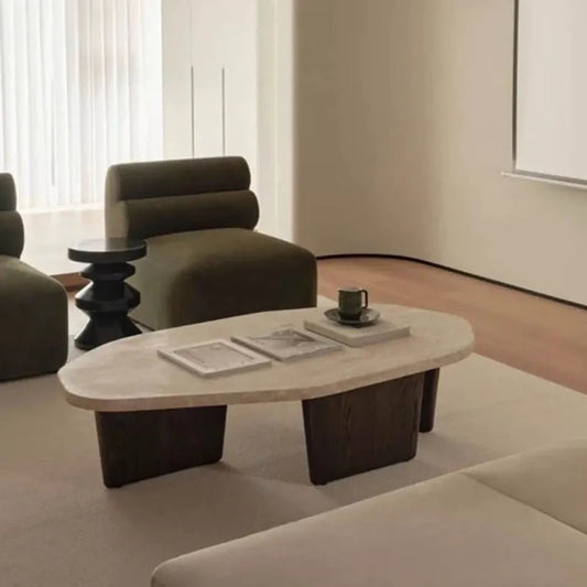 Vintage Mid-Century Oval Coffee Table, Minimalist, Japanese Aesthetic, Elegant, Classic, Home Furniture