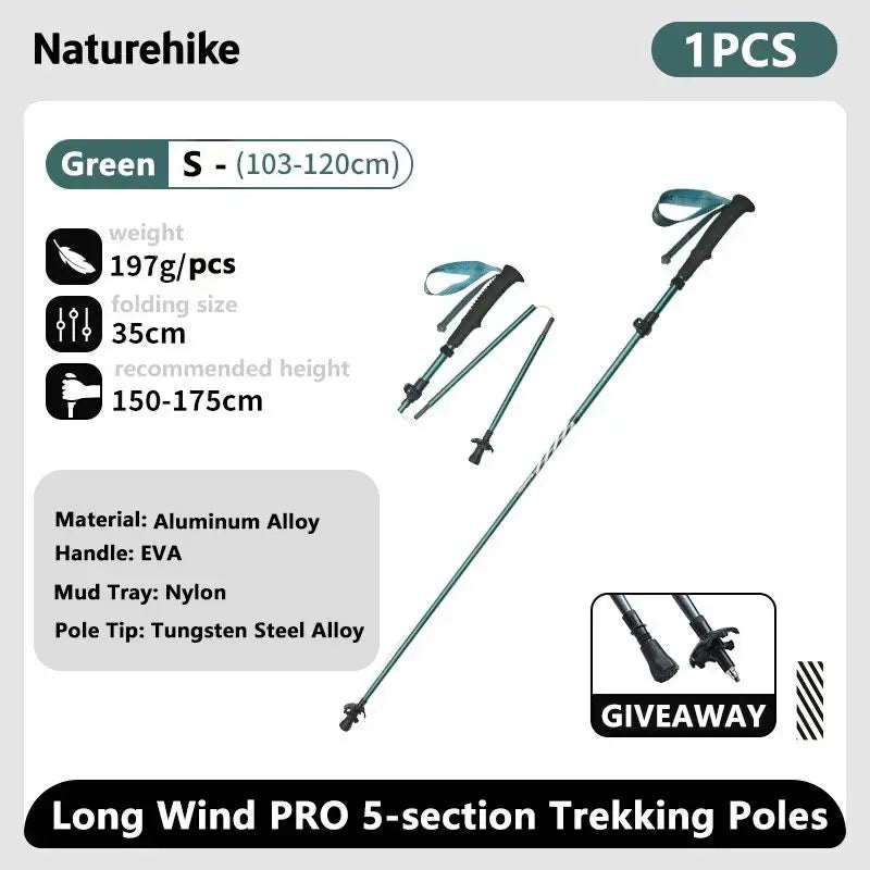 Naturehike – bâtons d'escalade ultralégers, pliables, pour l'extérieur, en Fiber de carbone, à verrouillage rapide