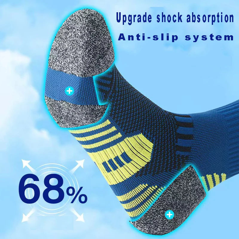 3 paires de chaussettes atétiques pour hommes, chaussettes de sport respirantes, de course en plein air, de Compression, longues, noires, blanches, bleues, extensibles