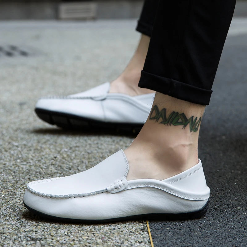 Men's Casual Genuine Leather Shoes Men's Loafers Designer Slip-on Boat Shoes High Quality Chaussure Homme Big Size 37-47