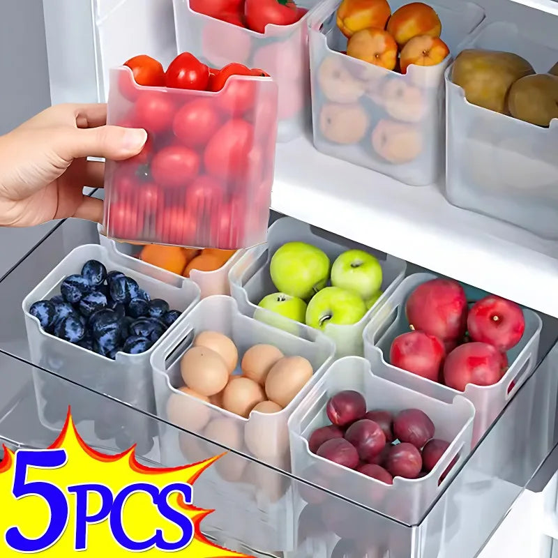 Refrigerator storage boxes, 1/5 pieces, fresh food organizer, cold storage, vegetable, fruit, spice bin, food container, kitchen boxes for home