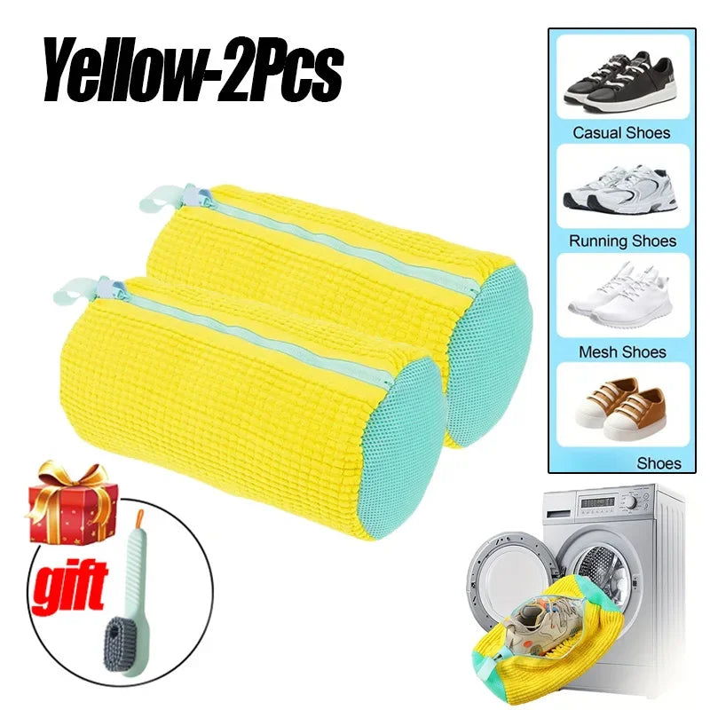 Sacs à linge, sac pour Machine à laver les chaussures, avec fermeture éclair, avec riche peluches à l'intérieur, parfait pour les baskets et les chaussures décontractées