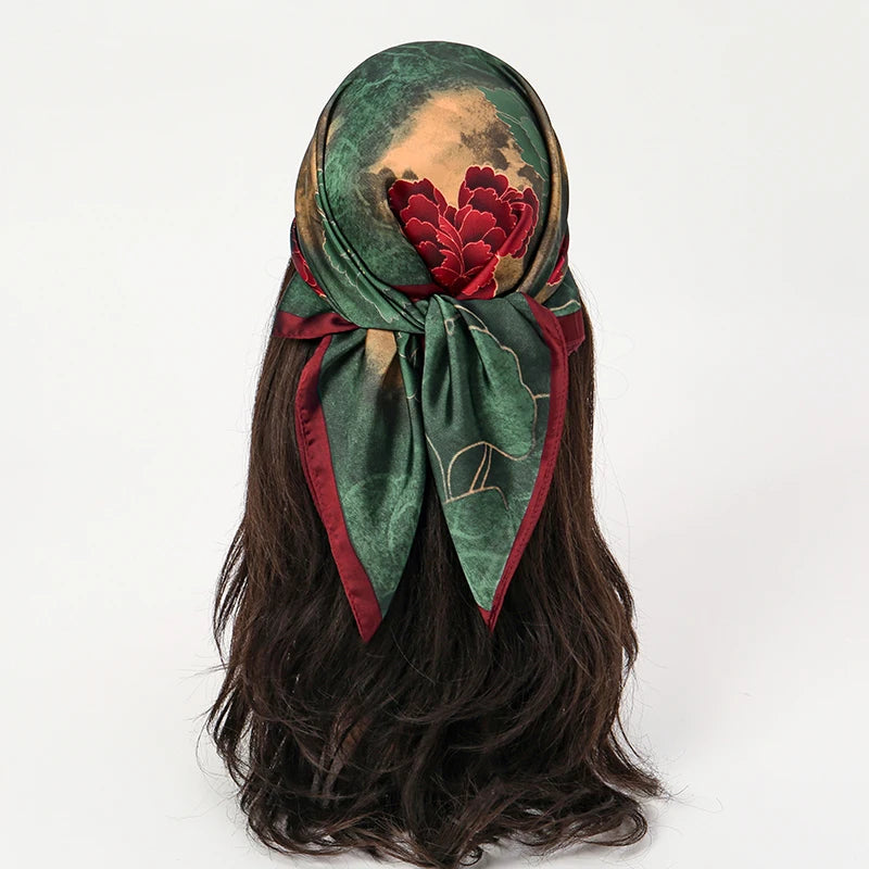 Pañuelo cuadrado tipo hiyab para mujer, estampado popular de lujo, chales cálidos de playa, envolturas, diadema para el cabello