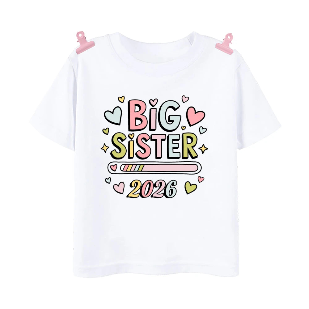 T-shirt imprimé pour enfants, tenue d'été pour enfants, chemises à manches courtes, vêtements d'annonce pour bébé, promu à Big Brother, Big Sister, 2026