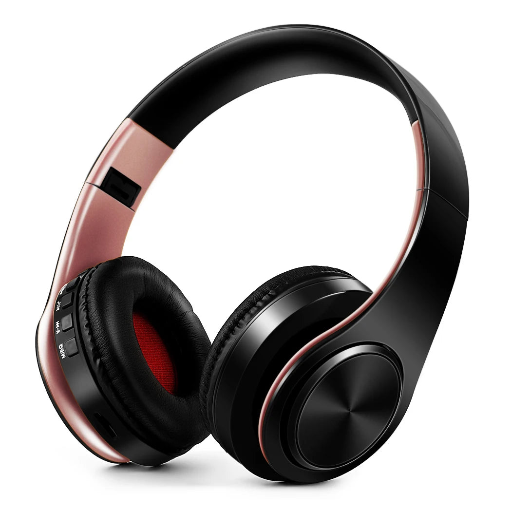 Casque sans fil Bluetooth pour hommes — cadeau doré, stéréo, jeu, micro intégré, universel smartphones