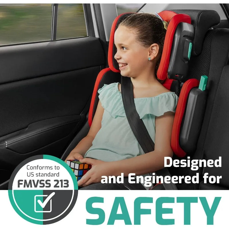 Hifold Foldable Highback Booster Car Seat with Strap – Racing Red