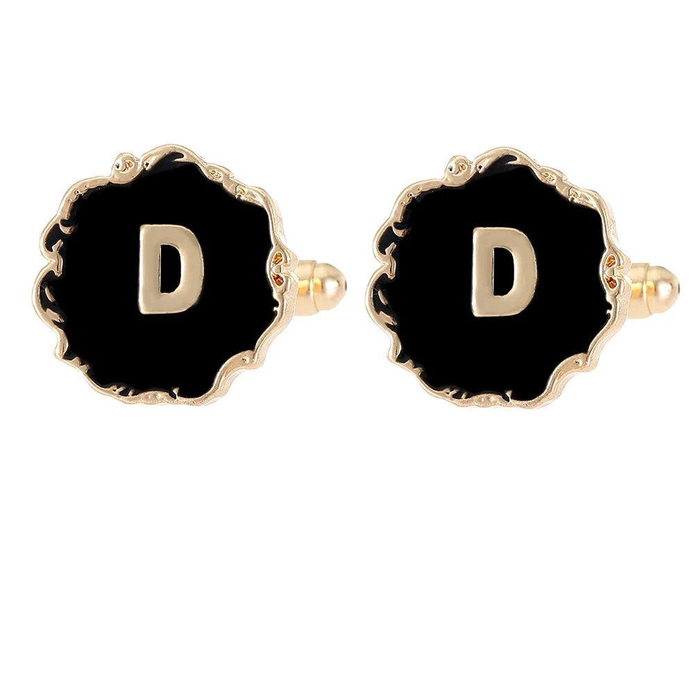 Gemelos clásicos para hombre, 26 letras iniciales del alfabeto, A B C D E F G H I J K L M N O P Q R S T U, botón de manga V W X Y Z