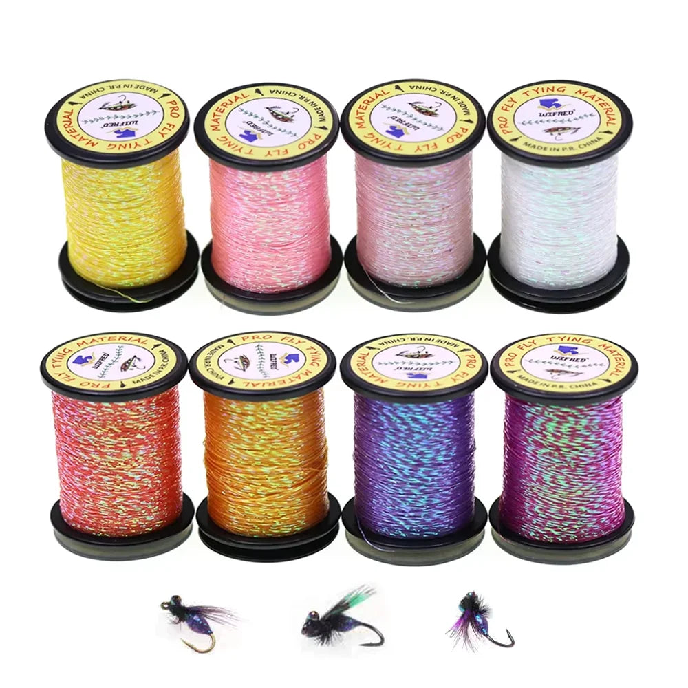 2/4 pièces 50M Fil métallique scintillant Glint Nymph Tinsel pour la confection de mouches (Buzzer Nymphs, mouches sèches/humides) et leurres de pêche à la truite