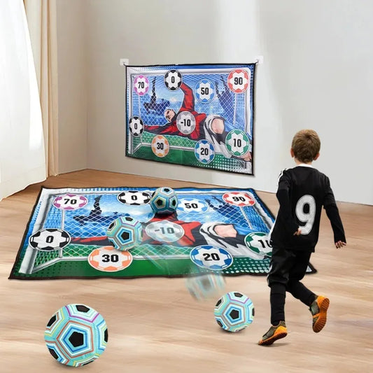Kit Tapis de Jeu Football Enfant — Cible Collante 150x100 cm, Intérieur & Extérieur, 7–10 ans