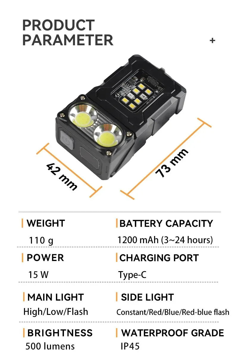 Lampe de travail tactique portable, outil EDC, mini lampe torche LED, outil de camping et de randonnée en plein air, lampe torche molle, rechargeable par USB