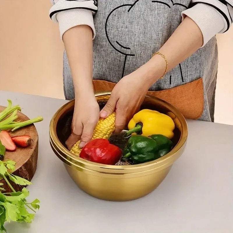 Juego de colador y vaporera de acero inoxidable de 2 piezas | Vaporera apta para lavavajillas para arroz, pasta y verduras | Herramientas duraderas, a prueba de óxido y que ahorran espacio