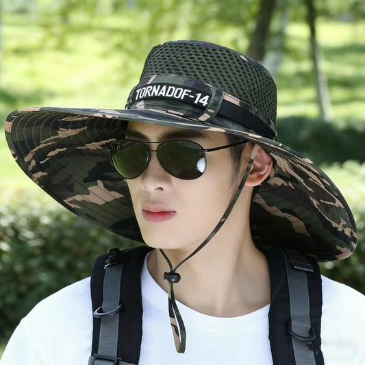 Grand chapeau de soleil d'été pour hommes et femmes, casquette de pêche respirante, Protection contre les UV, chapeau de pêcheur en maille, randonnée en plein air, casquette de plage