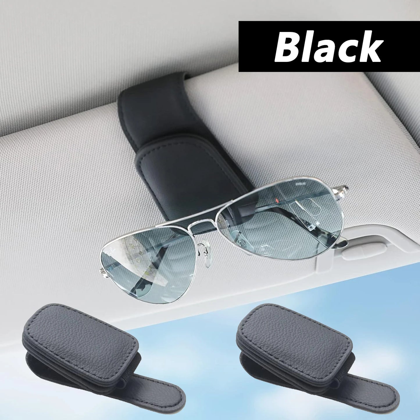 Le support de lunettes de soleil convient aux pare-soleil de voiture, Clip de lunettes de soleil en cuir magnétique et Clip de b