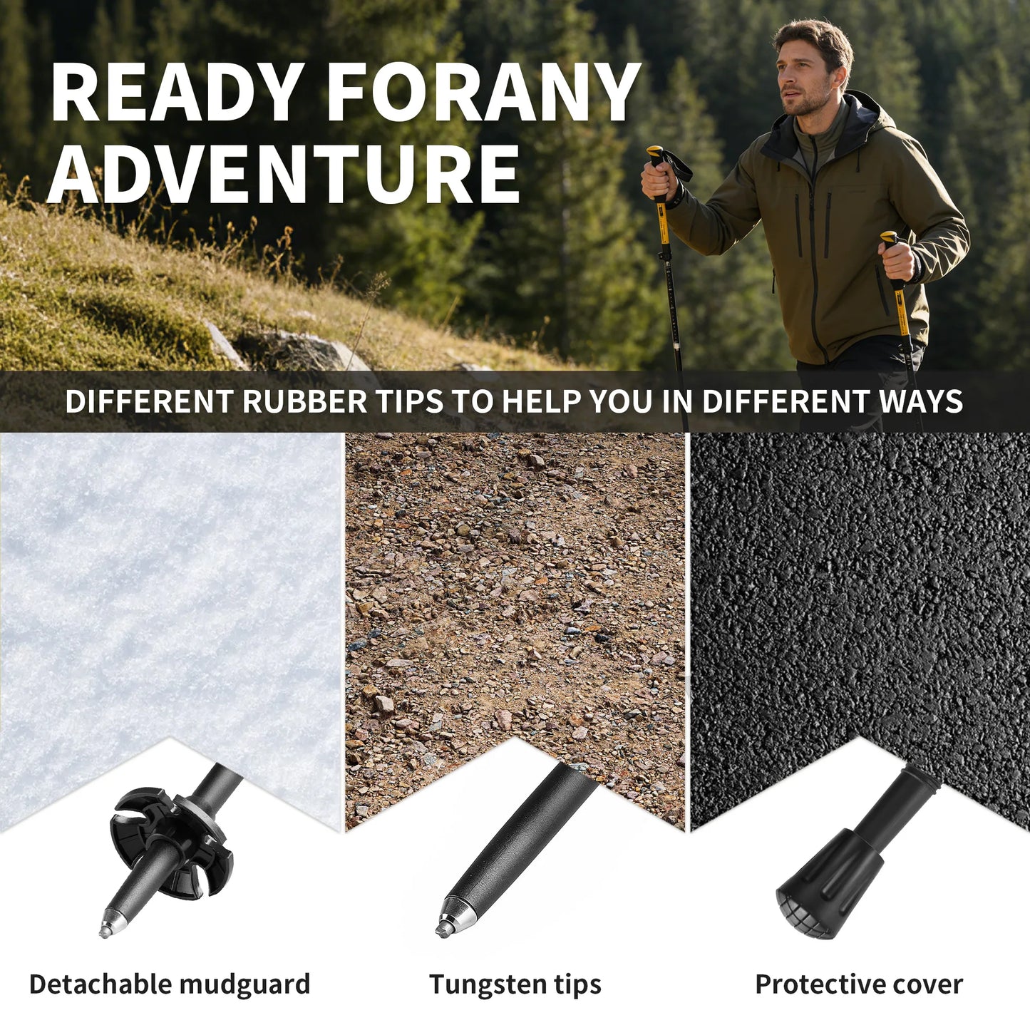 PRIMITIVE Bâtons de randonnée ultralégers pliables pour le plein air, bâtons de trekking, bâtons de randonnée télescopiques à verrouillage rapide, en alliage d'aluminium