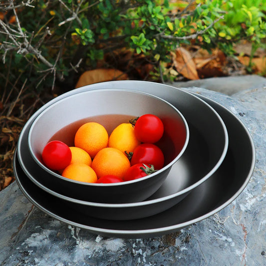 Tiartisan-Filles à repas de camping en titane, assiettes, ustensiles, randonnée en plein air, ultraléger, portable, empilable, plats à salade, ensemble de britware