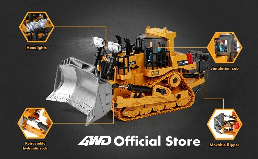 Pelle télécommandée 4WD, camion à benne basculante en alliage 4x4, Bulldozer, modèle Radio, voiture RC, véhicule de Construction, jouet, cadeaux pour enfants