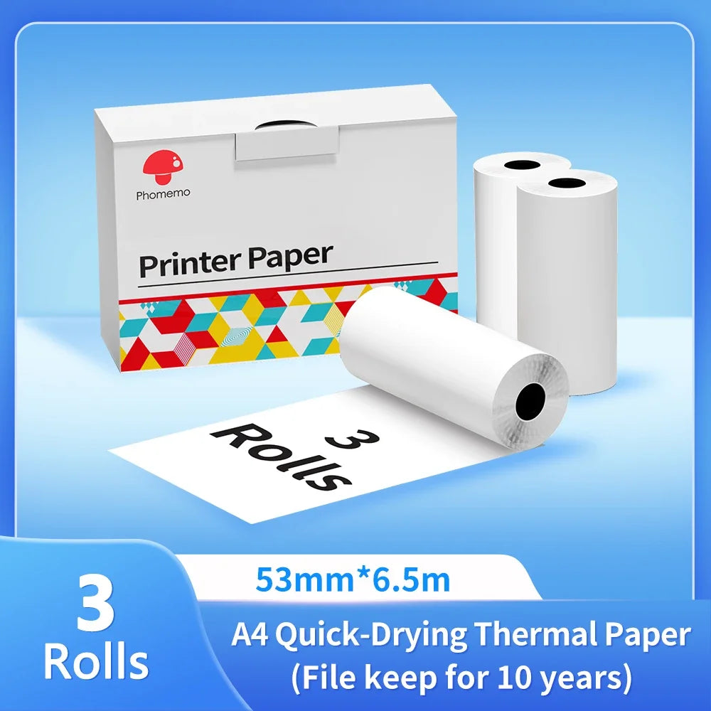 Papier thermique A4 pour imprimante portable — séchage rapide, continu, 2 rouleaux
