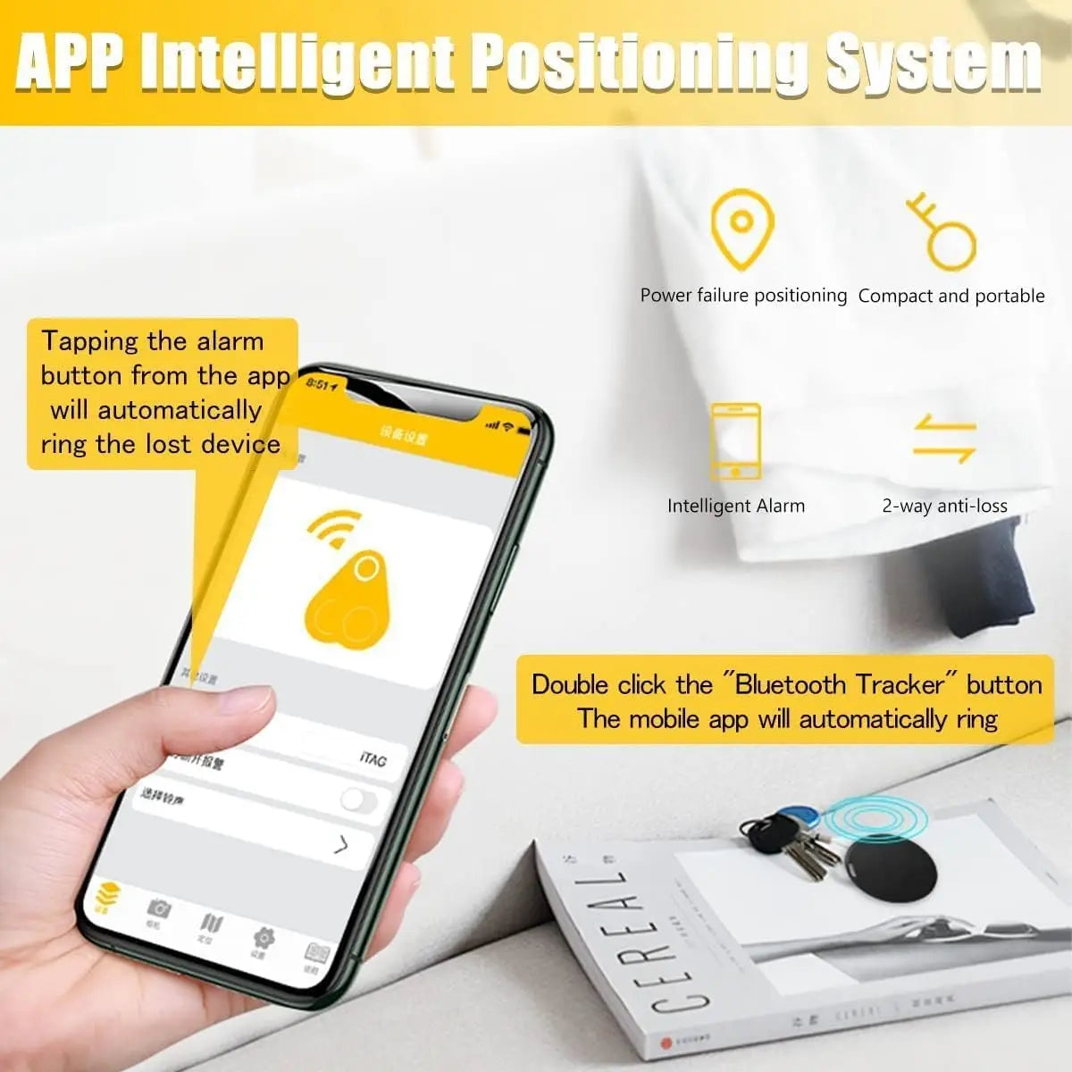 Mini rastreador GPS inteligente Bluetooth, funciona con sistema Android e iOS, rastreador de escucha, Mini localizador global, detector de llaves para mascotas
