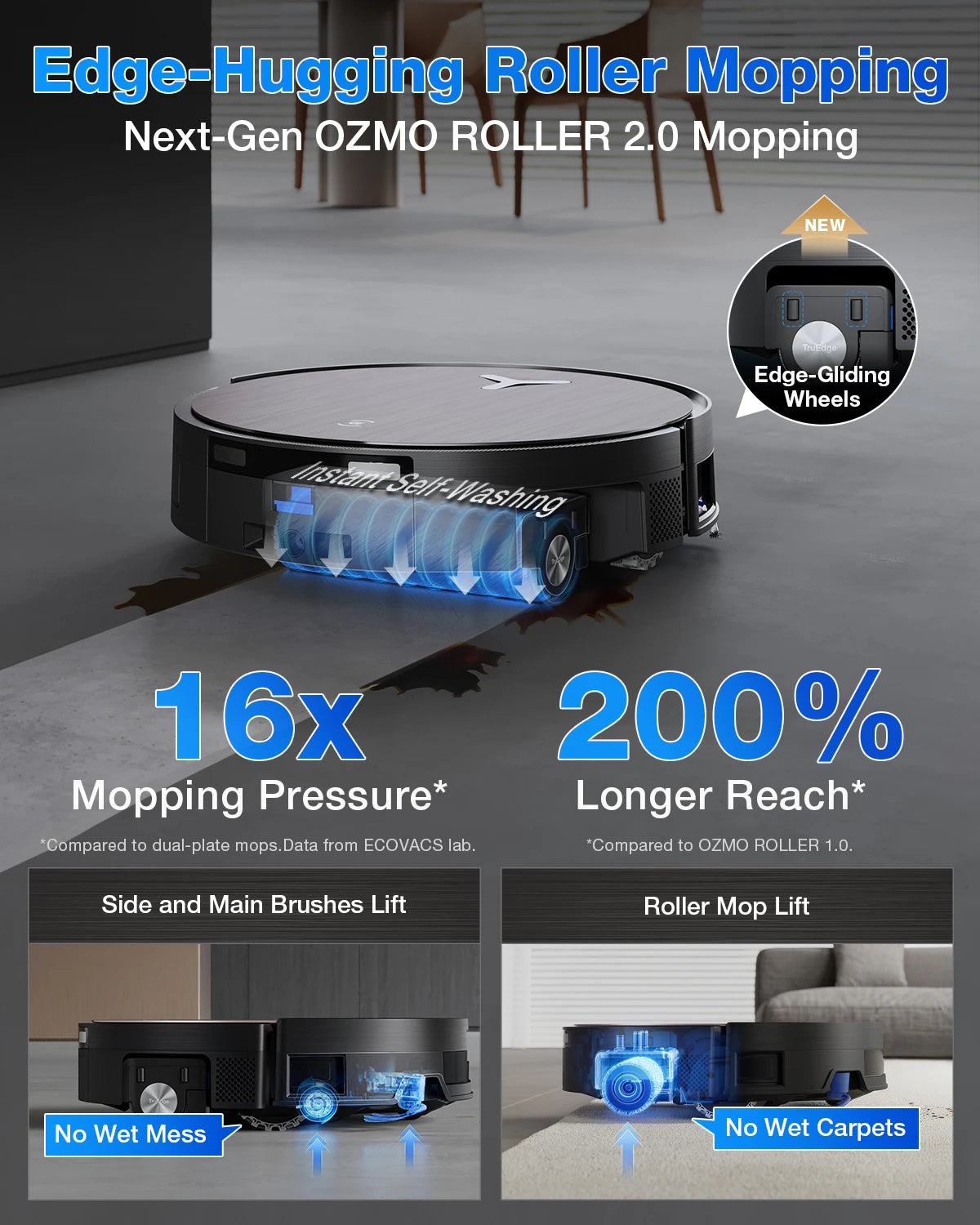 ECOVACS DEEBOT X11 Omni Cyclone Washing Vacuum Cleaner Robot Sweeping Floor Tangle-Free Household Appliance Powerful Cordless Vacuum Cleaner Robot Vacuum Cleaner Floor Washer with Charging Station Shampooer