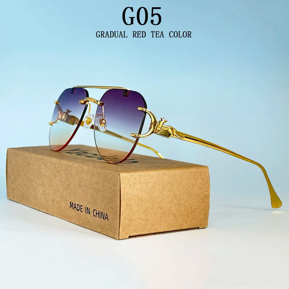 Lunettes de soleil femmes sans monture ovale — mode, vintage, 2025