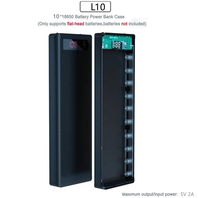 Boîtier de rangement pour batteries 8/10*18650 sans soudure, double USB, étui de batterie externe DIY, support de batterie 8/10*18650, chargeurs rapides PD