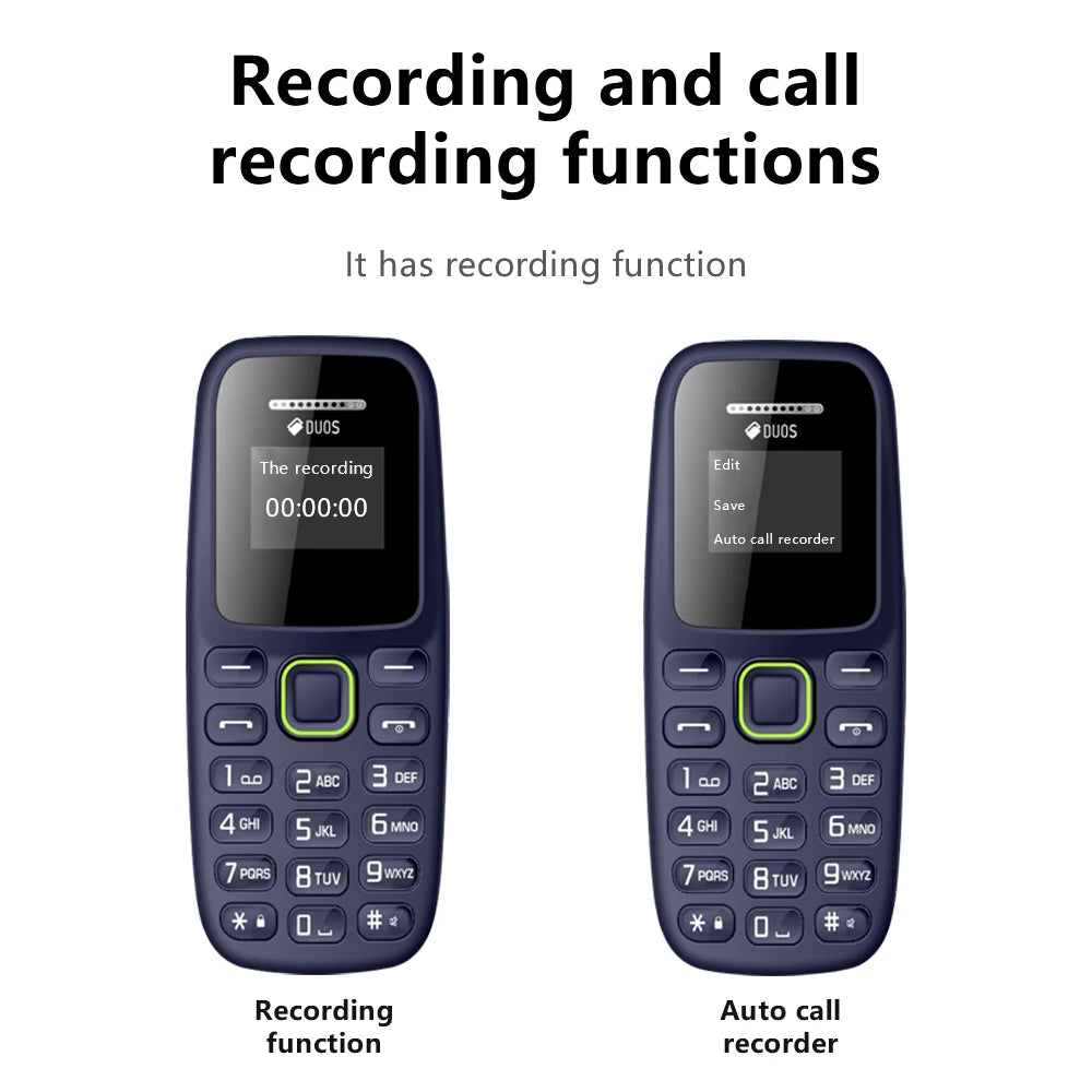 BM310 petits téléphones mobiles débloqués Bluetooth écouteur téléphone faible rayonnement enregistrement d'appel automatique double SIM petit téléphone portable