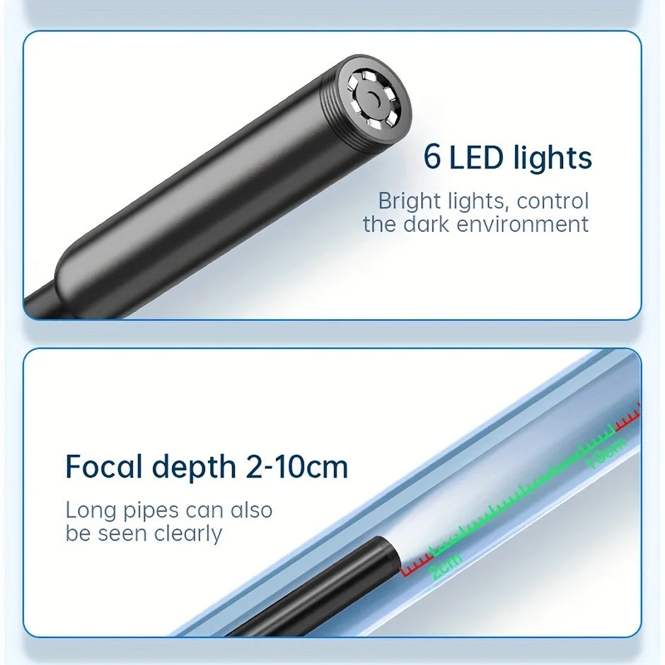USB Endoscope for OTG Android Phone, 5.5mm Endoscopic Inspection Snake Camera, IP67 Waterproof with 6 LED Lights for Type C
