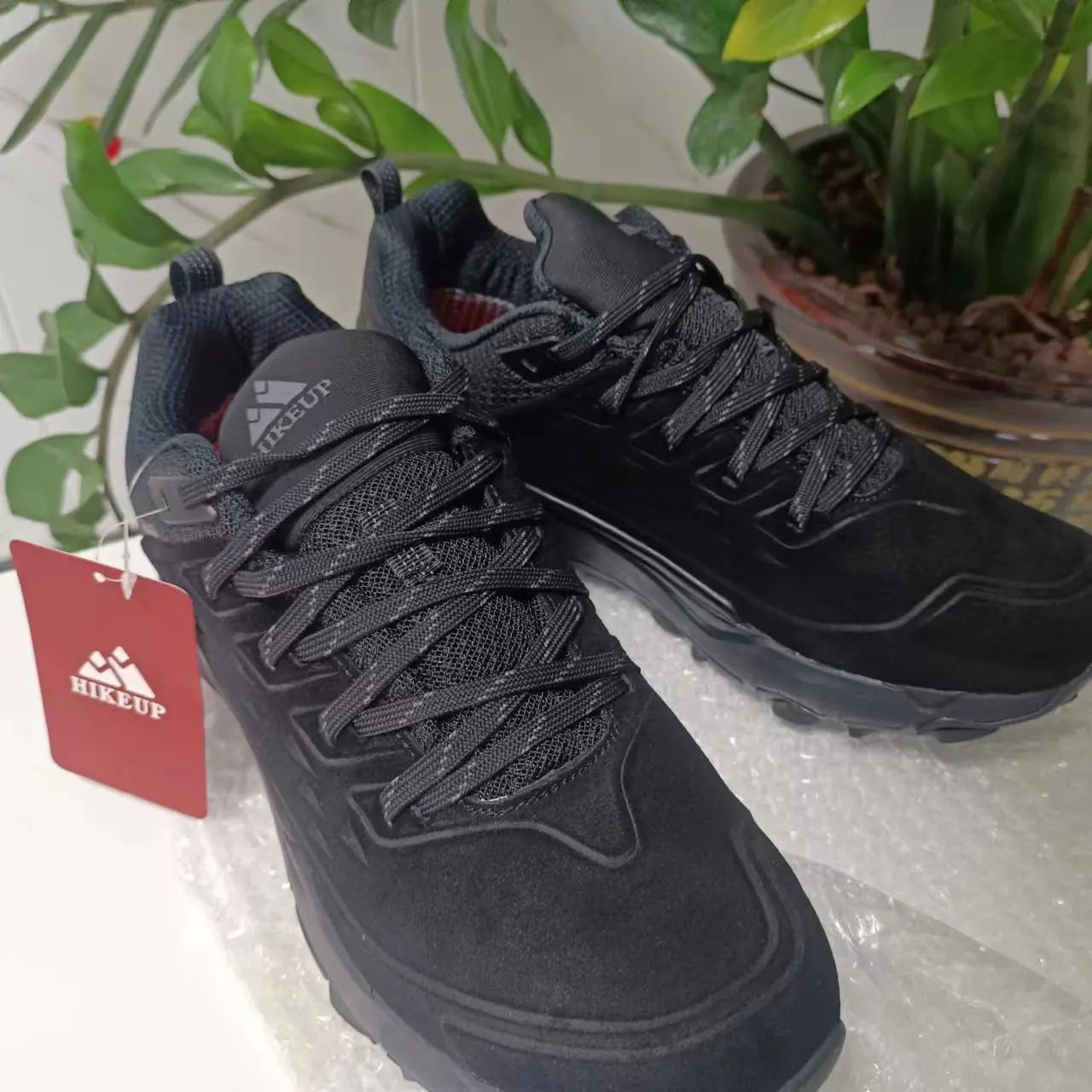 HIKEUP chaussures de randonnée pour hommes Sports de plein air Camping chasse marche chaussure daim cuir véritable respirant Sneaker antidérapant