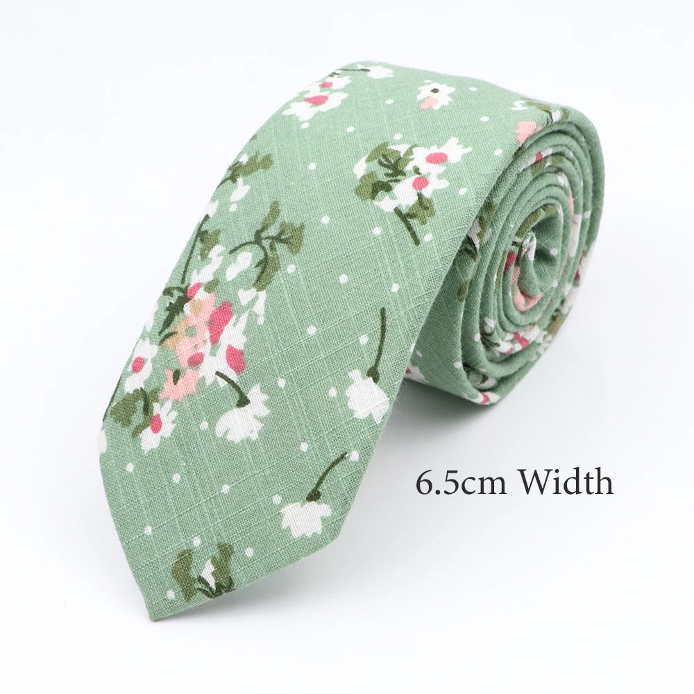 Cravate florale élégante pour hommes et femmes — 100% coton, fleur Paisley, étroite, mariage, décontracté