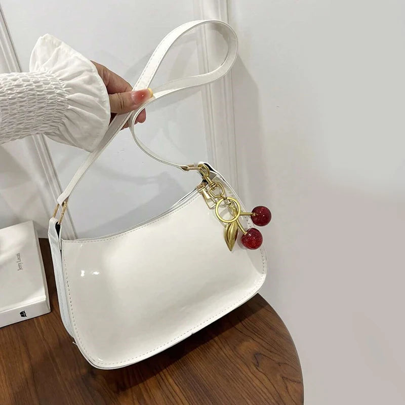 Sac à Main Cuir PU Femme — Pendentif Cerise Bandoulière Décontracté