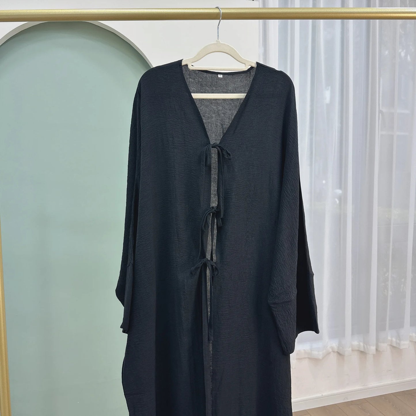 Robe Abaya Ouverte de Luxe pour Femme Musulmane, Cardigan Noir Modeste pour le Ramadan, Arabie Saoudite, Eid Dubaï, Robe de Soirée Islamique, Turquie, Vacances