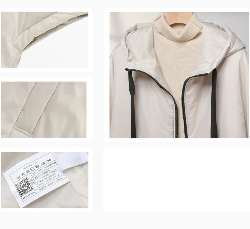Chaleco de mujer Schinteon camel tipo capa de plumas con capucha holgado sin mangas, chaleco sólido de moda, chaqueta de otoño invierno 2025 nuevo