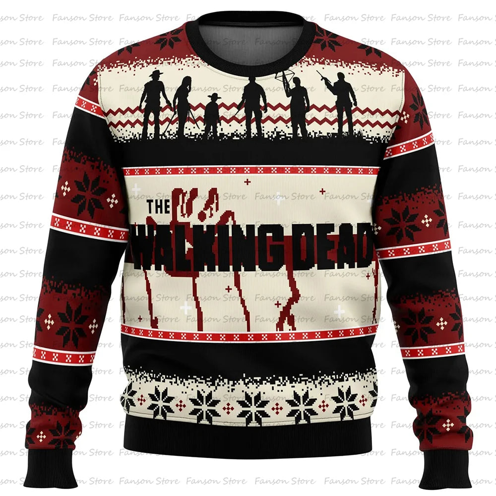 Sudadera con capucha de Navidad The Walking Dead para hombres y mujeres, sudadera de anime, suéter Y-Cartoon, otoño