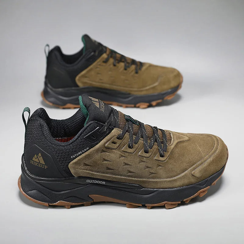 HIKEUP chaussures de randonnée pour hommes Sports de plein air Camping chasse marche chaussure daim cuir véritable respirant Sneaker antidérapant
