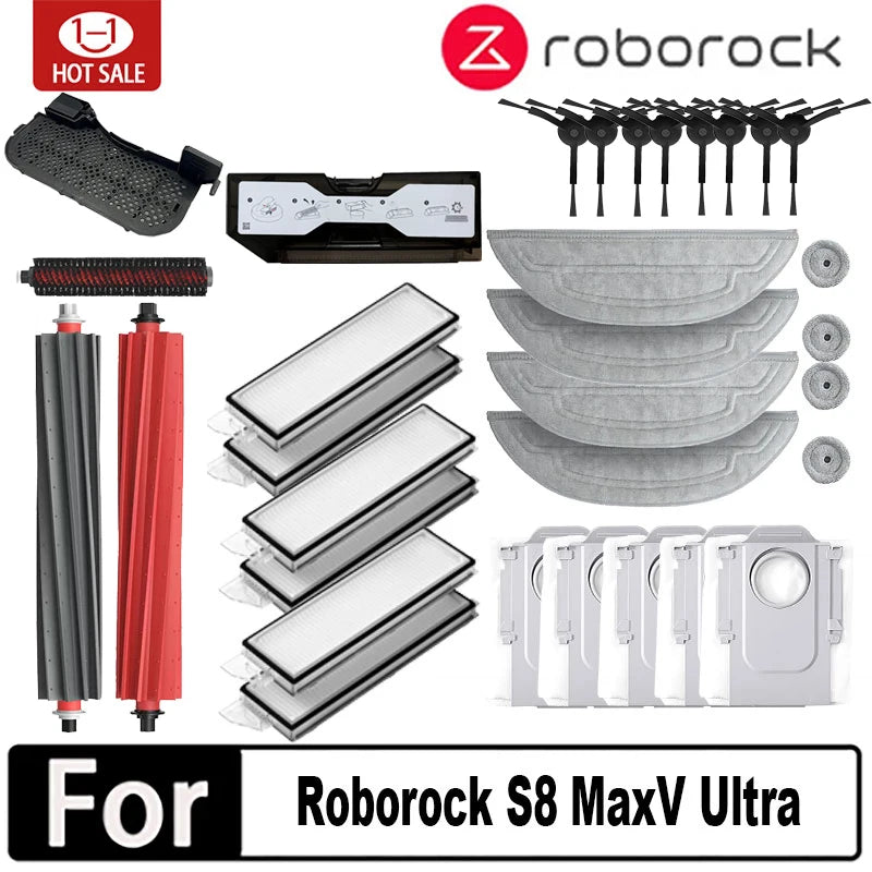 Roborock S8 MaxV Ultra robot aspirador accesorios mopa trapeadores bolsas de vacío cepillo lateral filtro piezas de repuesto reemplazables