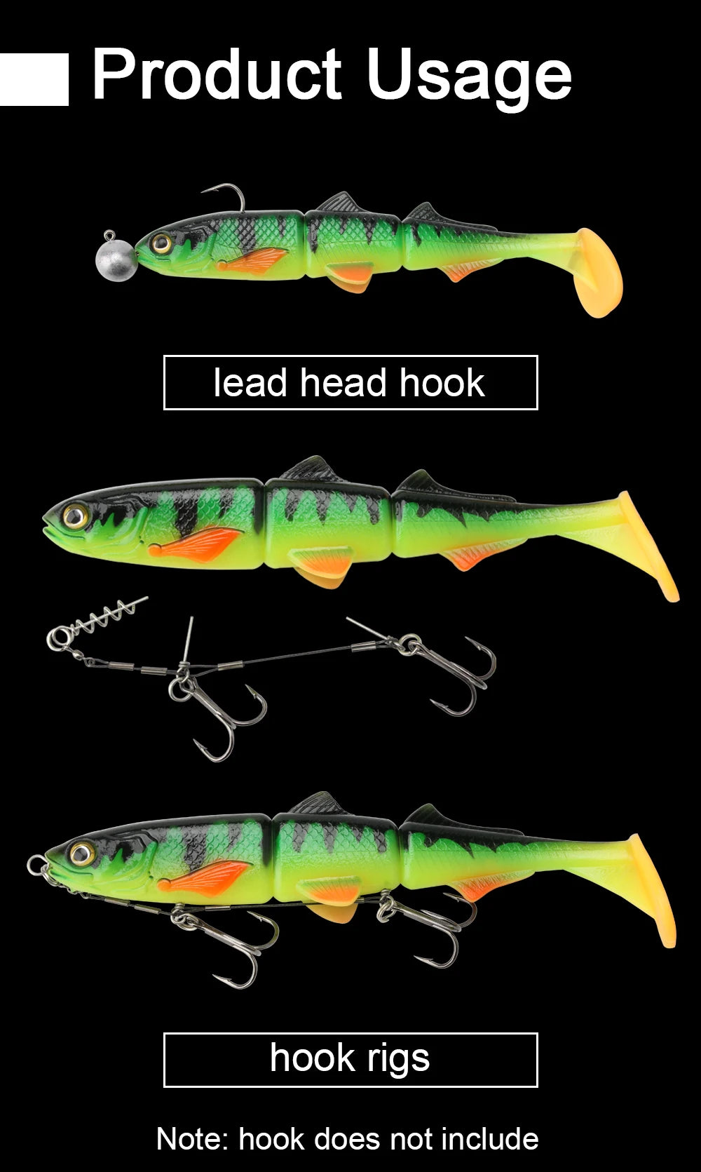 Spinpoler Paddle Tail Swimbait Shad brochet leurre de pêche 16 cm 22 cm appât souple 3 sections articulé Wobbler perche Zander attirail