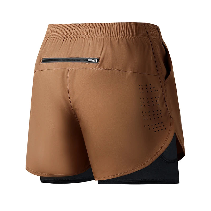 Men's Running Shorts, Quick Dry, Fitness, Black, Double Layer, New Sport, Training, Bodybuilding, Short Pants