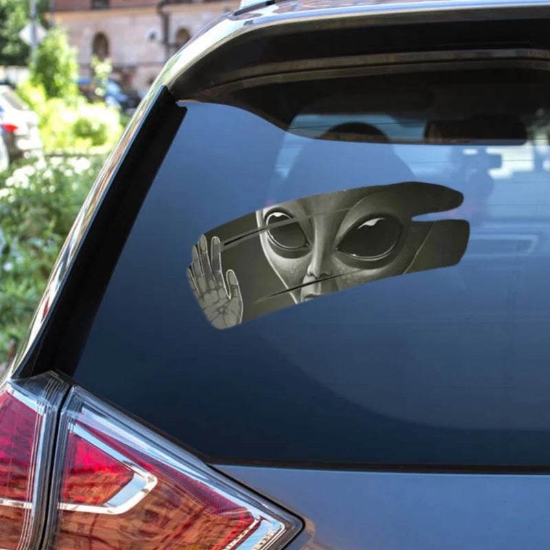 Autocollant 3D en vinyle craquelé Alien, 11.8X7.87CM, autocollant pour voiture de course automobile, pour couvrir les rayures et tirer les fleurs