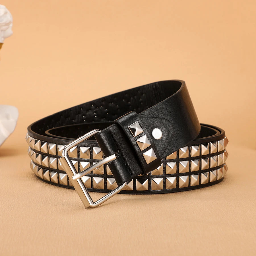 Trendy Rivet Heavy Metal Belt Men Women Punk Nightclub Rock Style Belt Jeans Belt Y2K Belt Fashion Decoration Women Belt