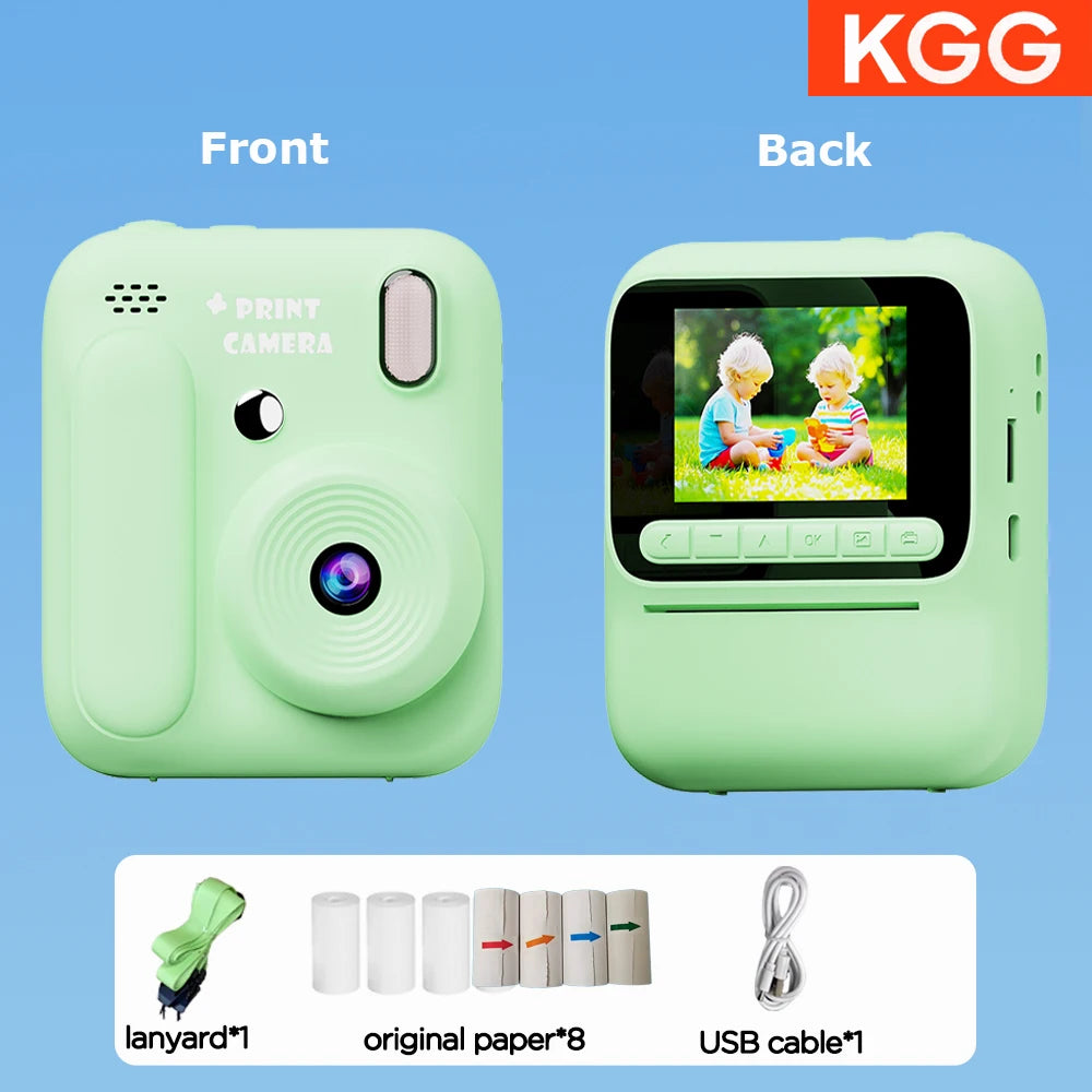 Instant Camera for Kids, Color Printing, 32GB, 1080P, Thermal Print Toy, Photo, Video Games, Music, Children's Gift